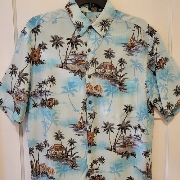 Island Shores Other - Vintage Men's Hawaiian Shirt Island Shores Small Palm Trees Beach Surf w/ Pocket
